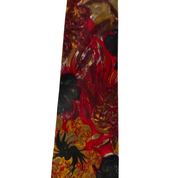 Vintage Oscar De La Renta Silk Men’sTie art to wear watercolor deep rich colors - Picture 7 of 8